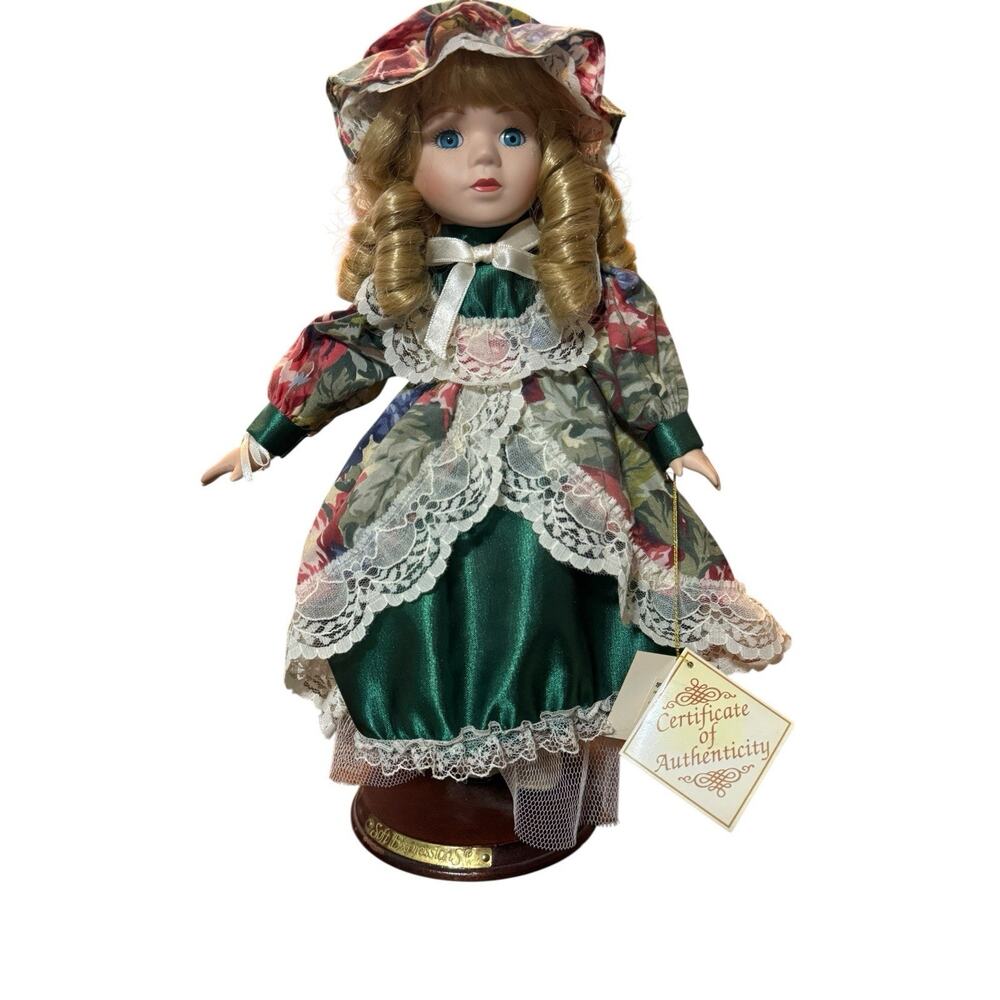 Soft Expressions Porcelain Bisque Doll Girl Curly Blonde Hair Blue Eyes 13”